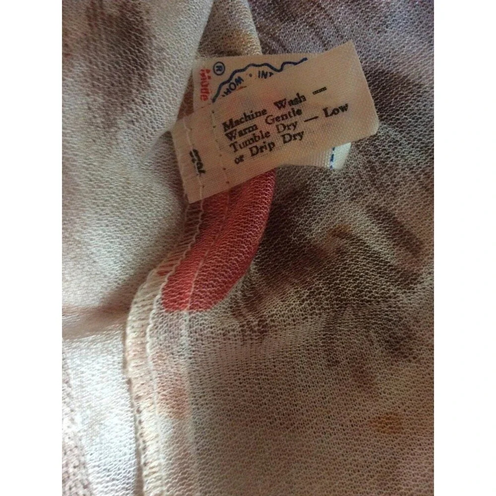 Vintage Floral Semi Sheer rrrruss Autumn ILGWU 80s Grandmacore Top Size Medium* - Picture 4 of 5